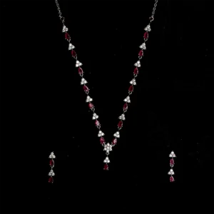 Silver with pink stones and Swarovski stones chain