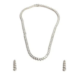 Silver with round design earrings and necklace set