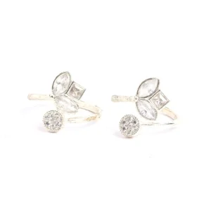 Silver with stone and floral work toe rings