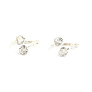Silver with stone work heart toe rings