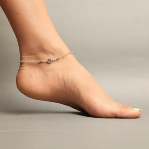 ⁠Silver delicate knot chain with snail charm anklets