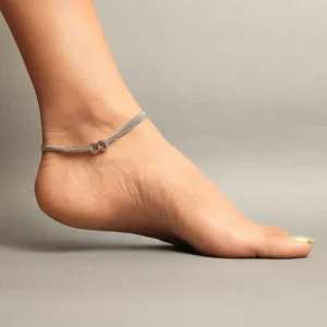 ⁠Silver thin strings with infinity symbol anklets